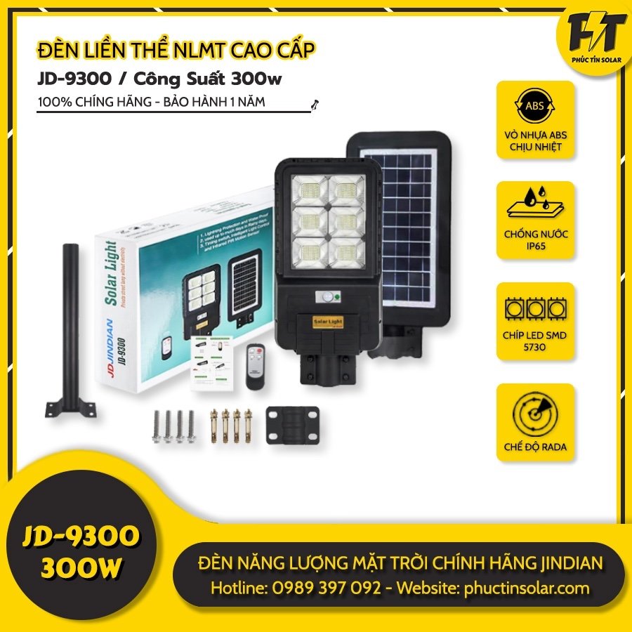 Đèn đường năng lượng mặt trời 300w JD-9300